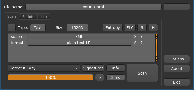 Detect-It-Easy signatures for the plaintext file