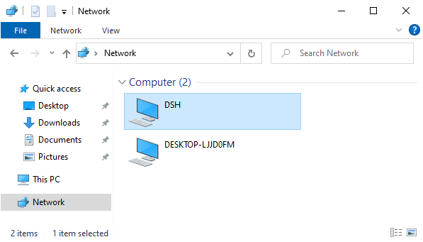Screenshot of the Network tab in the file explorer, showing a SMB host